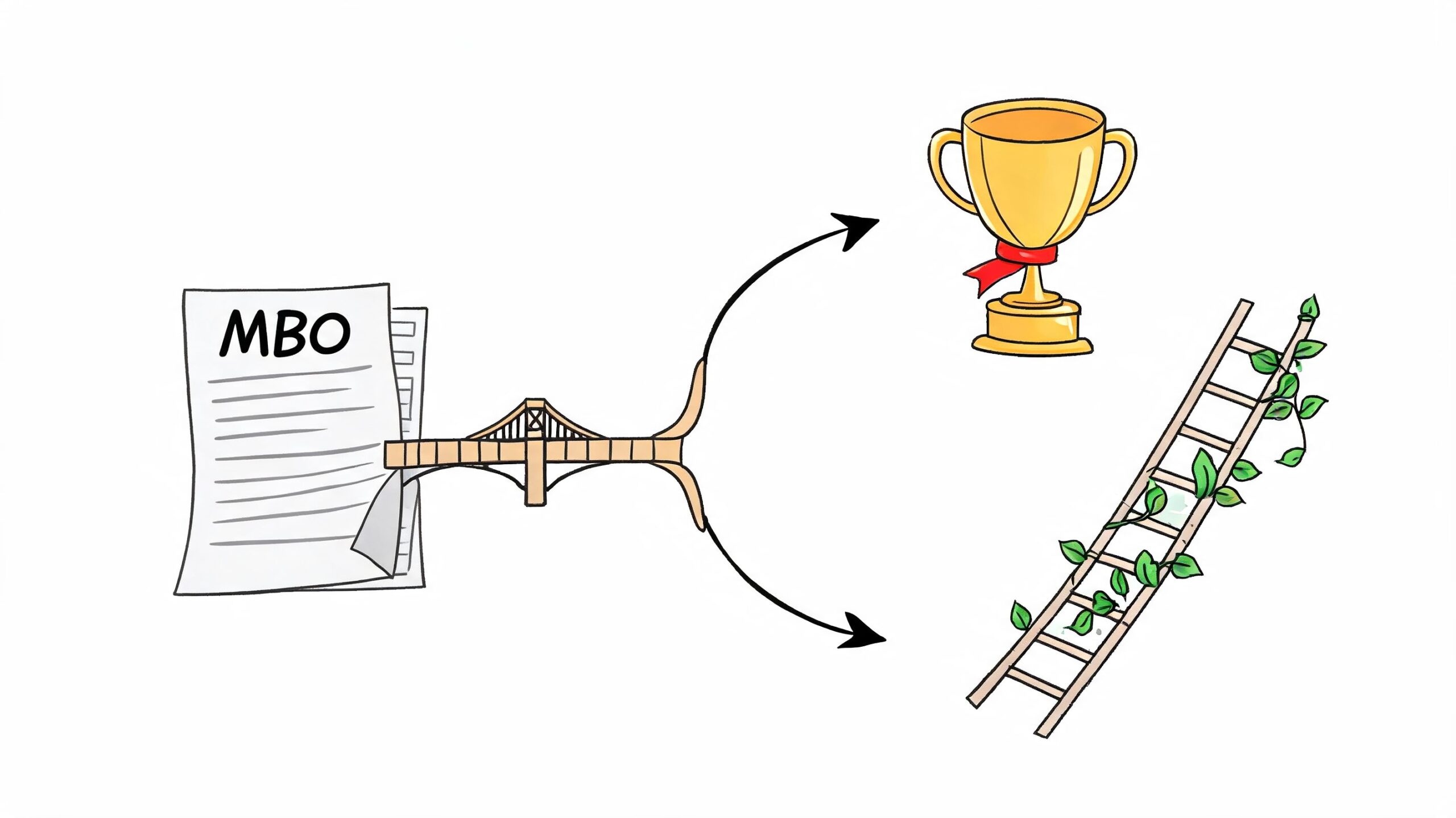 Un documento MBO che funge da ponte verso un trofeo vincente e una scala verso il successo.
