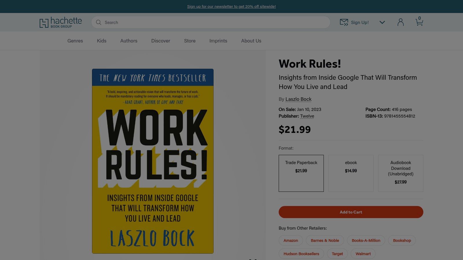 Work Rules! Insights from Inside Google That Will Transform How You Live and Lead (Laszlo Bock)